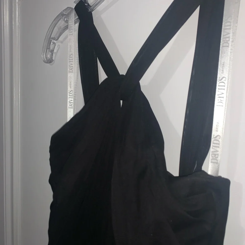 David’s Bridal Black Long Bridesmaid Dress Flowy Women’s Size 0 Like New - Picture 3 of 7